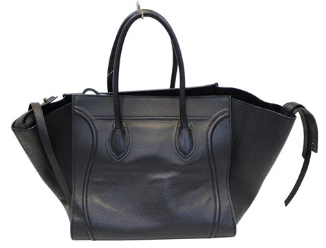 celine black leather luggage tote bag|celine large phantom luggage tote.